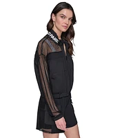 Karl Lagerfeld Paris Women's Mesh-Trim Track-Jacket
