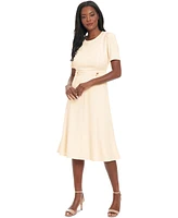 London Times Women's Scuba Side-Tab Midi Dress