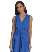 Calvin Klein Women's V-Neck Twist-Front Midi Dress