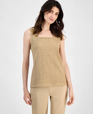 Kasper Women's Herringbone Square-Neck Top