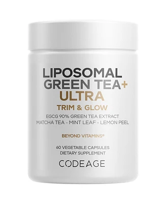 Codeage Liposomal Green Tea+ Ultra Potency - Egcg 90% Green Tea Extract, Matcha Green Tea Powder, Peppermint, Lemon Peel - Non-gmo, Gluten-Free