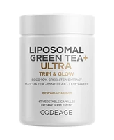 Codeage Liposomal Green Tea+ Ultra Potency - Egcg 90% Green Tea Extract, Matcha Green Tea Powder, Peppermint, Lemon Peel - Non-gmo, Gluten-Free