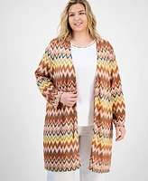 Kasper Plus Printed Tie-Front Cardigan