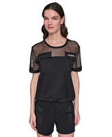 Karl Lagerfeld Paris Women's Mesh-Trim Cargo Top
