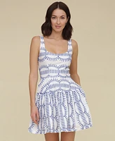 Avec Les Filles Women's Cotton Eyelet-Embroidered Mini Dress