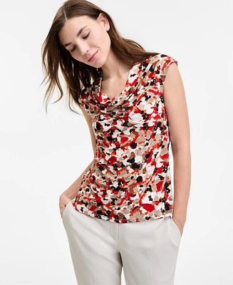 Kasper Women's Printed Cowlneck Top, Regular & Petite