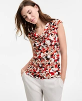 Kasper Women's Printed Cowlneck Top, Regular & Petite