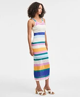 Bar Iii Women's Striped Crochet Tank Dress, Exclusively at Macy's