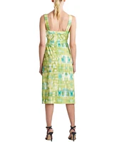 Natori Women's Printed Tie-Waist Cotton Midi Dress