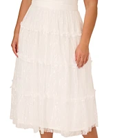 Adrianna Plus Crepe & Lace Midi Dress