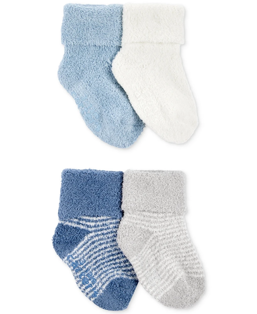 Carter's Baby Boys 4-Pk. Chenille Foldover-Cuff Booties