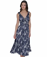 Karl Lagerfeld Paris Women's Floral-Print Pleated Midi Dress