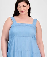Vince Camuto Plus Square-Neck Tiered Maxi Dress