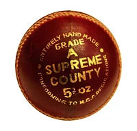 Amber Fight Gear Premium Super County Cricket Leather Ball Durable Handmade Alum-Tanned Leather Natural Cork Core 6/7 Layers Wool 5 Ply Stitching 4-Pi
