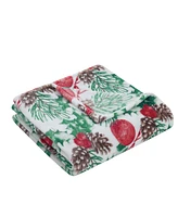 Kate Aurora Holiday Living Holly Pines Christmas Tree & Oraments Accent Throw Blanket