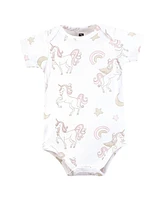 Hudson Baby Girls Cotton Bodysuits, Unicorn Dreams Pink, Preemie