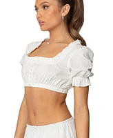 Edikted Women's Lenora Puffed Sleeve Crop Top