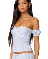 Edikted Women's Taryn Off Shoulder Striped Top