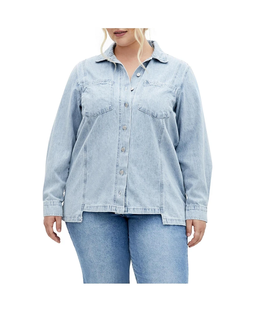 City Chic Plus Liv Denim Shirt