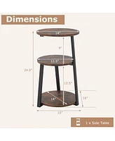 3-Tier Accent Round Side Table with Metal Frame-1 Piece