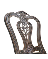 Outdoor Bistro Chairs Set of 2, Cast Aluminum Patio Dining Chairs, Bronze