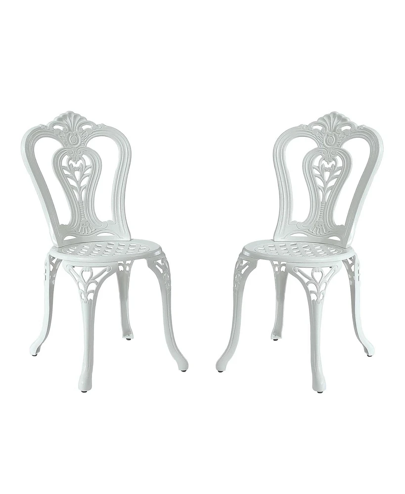 Outdoor Bistro Chairs Set of 2, Cast Aluminum Patio Dining Chairs, Bronze