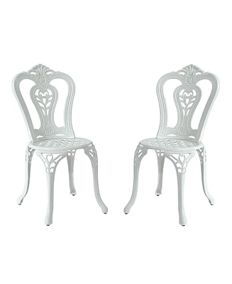 Outdoor Bistro Chairs Set of 2, Cast Aluminum Patio Dining Chairs, Bronze