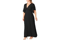 Kiyonna Plus Carmella Flutter Sleeve Gown