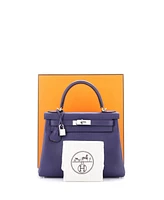 Pre-Owned Hermes Kelly 28 Handbag Verso Evercolor with Palladium Hardware