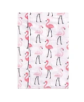 Hudson Baby Boys and Girls Cotton Poly Flannel Burp Cloths 8-Pack Set, Flamingos, One Size