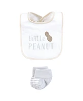 Hudson Baby Cotton Bib and Sock Set, Little Peanut, One Size