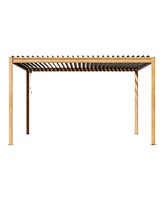 Mondawe 10x13FT Outdoor Aluminum Pergola Louvered Pergola