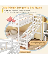 Twin House Bed with Stairs and Roof for Kids