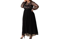 Kiyonna Plus Eternal Embroidered Bodice Evening Gown