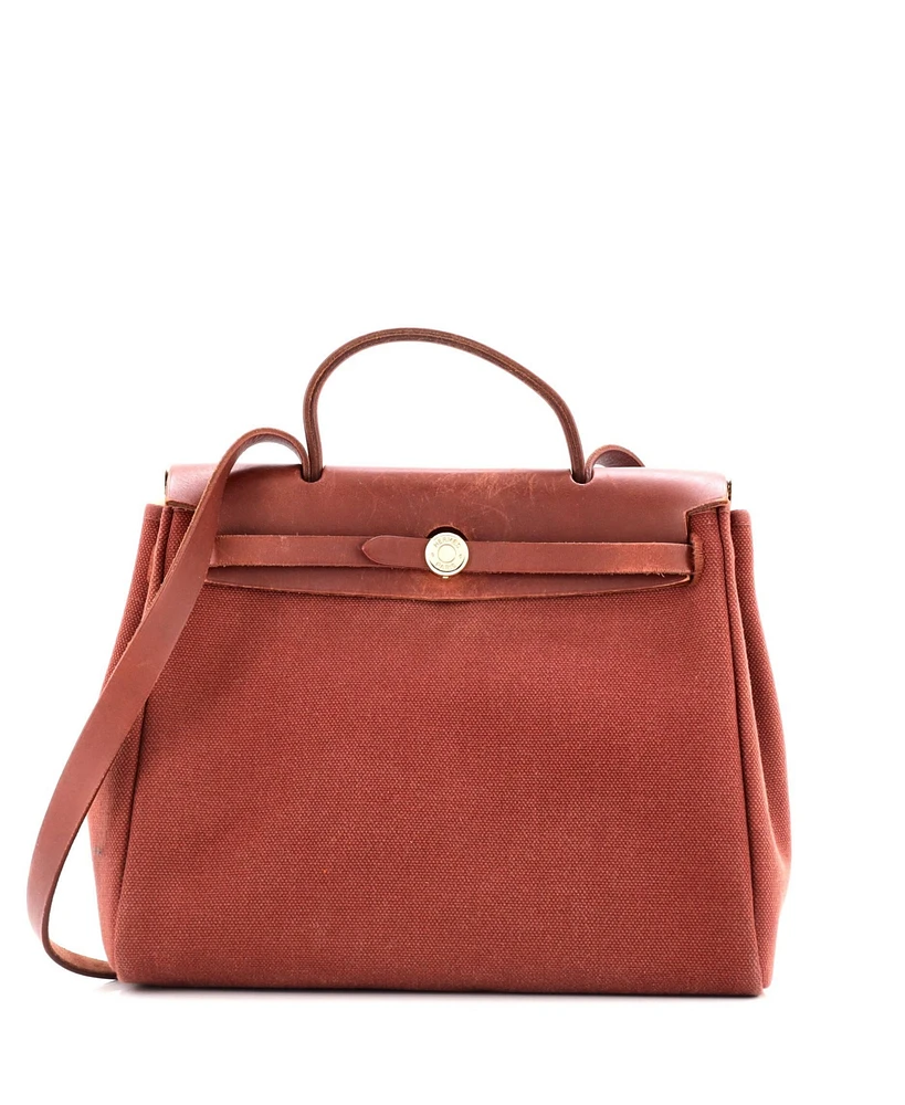 Pre-Owned Hermes Pm Herbag Toile and Leather