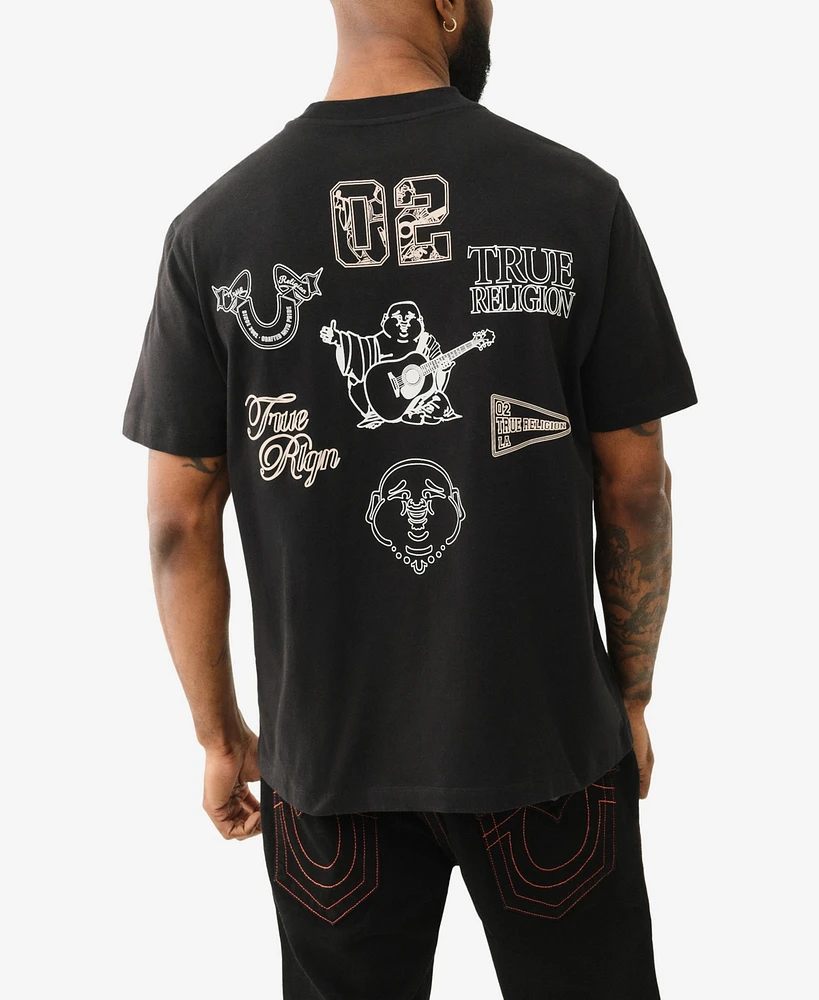 True Religion Men's Short Sleeve Multi Logo T-Shirt