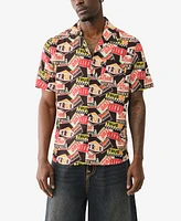 True Religion Men's Short Sleeve Camp Allover Print Shirt