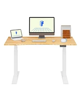 Flexispot E7-commercial W Electric Adjustable Standing Desk, Curved Bamboo Top