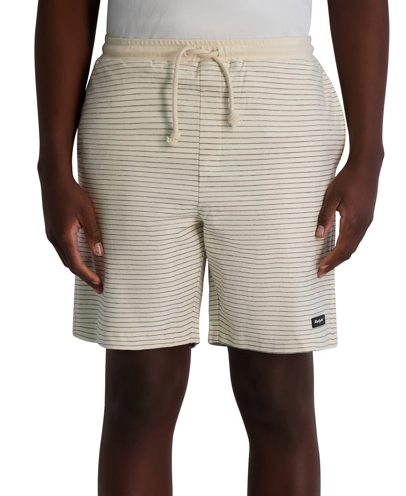 Karl Lagerfeld Paris Men's Relaxed-Fit Textured Stripe 8-1/2" Drawstring Shorts