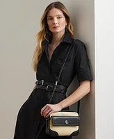 Lauren Ralph Straw & Leather Small Marcy Camera Bag