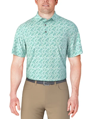 Pga Tour Men's Short Sleeve Botanical Print Golf Polo Shirt