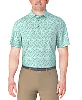 Pga Tour Men's Short Sleeve Botanical Print Golf Polo Shirt
