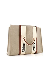 Pre-Owned Chloe Large Woody Tote Canvas with Leather