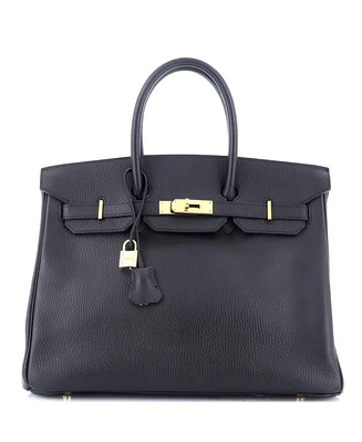 Pre-Owned Hermes Birkin 35 Handbag Black Ardennes with Gold Hardware