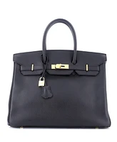 Pre-Owned Hermes Birkin 35 Handbag Black Ardennes with Gold Hardware