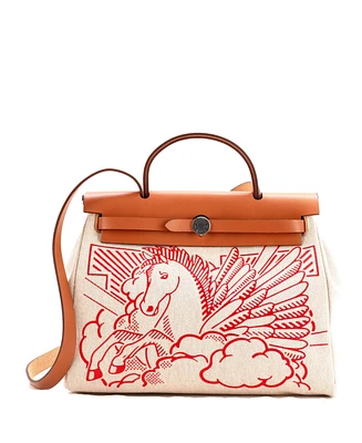 Pre-Owned Hermes 31 Herbag Zip Pegase Pop Toile and Leather