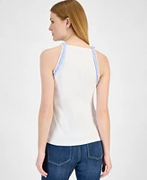 Tommy Hilfiger Women's High-Neck Ruffle-Trim Cotton Tank Top