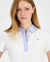 Tommy Hilfiger Women's Pique-Knit Striped-Collar Polo