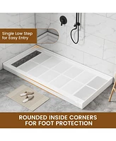 Casainc 60"W X 30"D Solid Surface Single Threshold Shower Base Anti-Slip Shower Pan