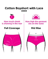 Maidenform Cotton Dream Lace Boyshort Underwear 40859